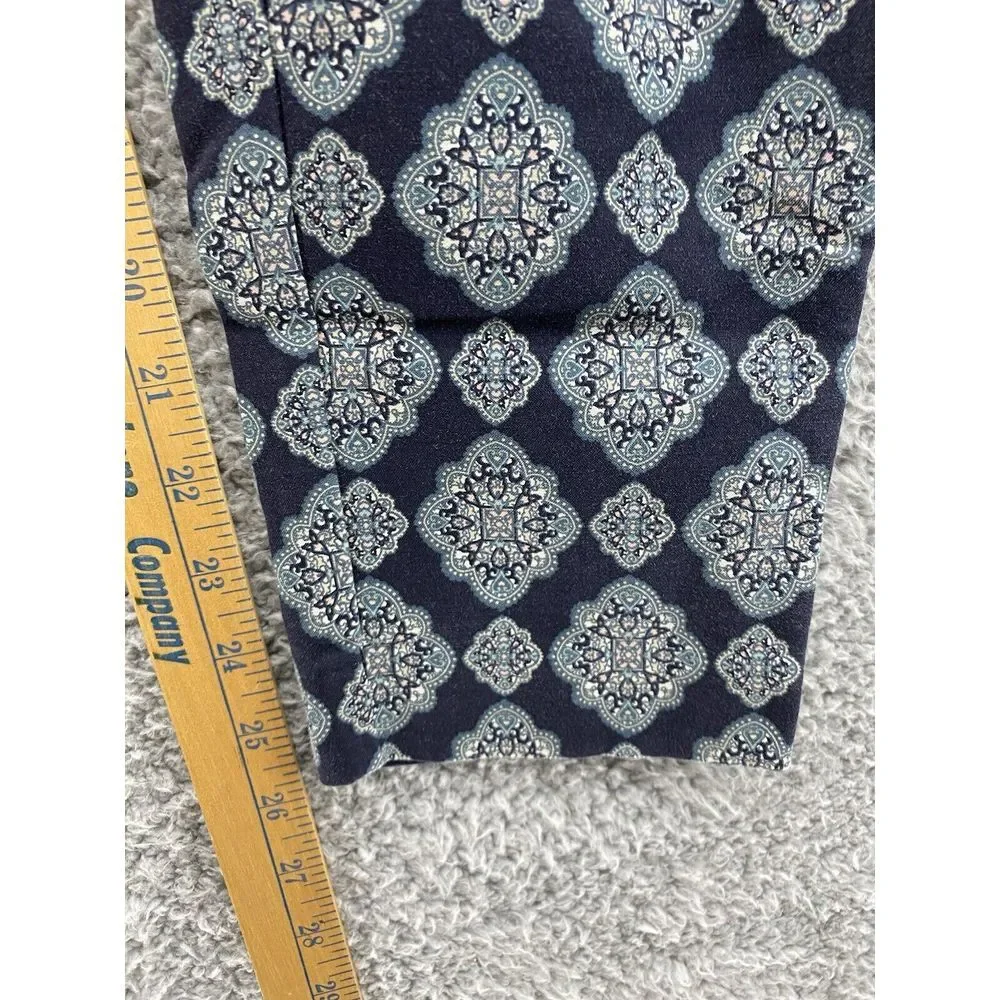 ANN TAYLOR Womens Casual Pocket Pants Navy Blue Geometric Straight Leg Blue Sz 4